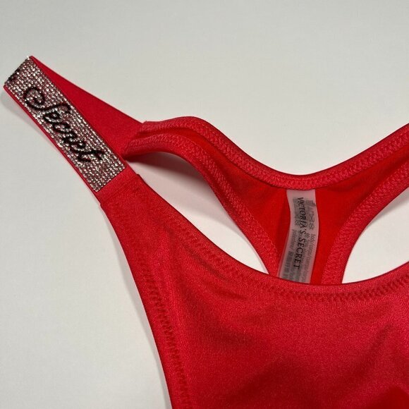 Victoria Secret XS Thong Bikini Bottom Swim LOGO Shine Strap Strawberry Pink - Picture 3 of 10